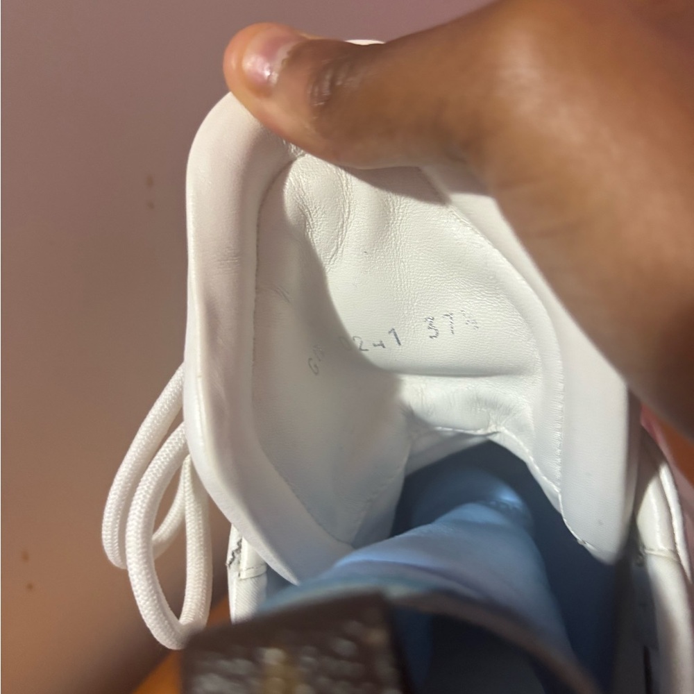 Louis Vuitton White and Gray Sneakers with Pink Accents - Picture 2 of 3